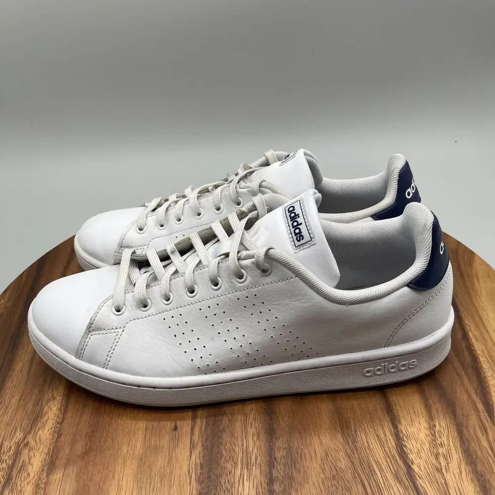 Adidas Advantage Shoes Mens Size 11.5 White Leather Running Comfort Walking